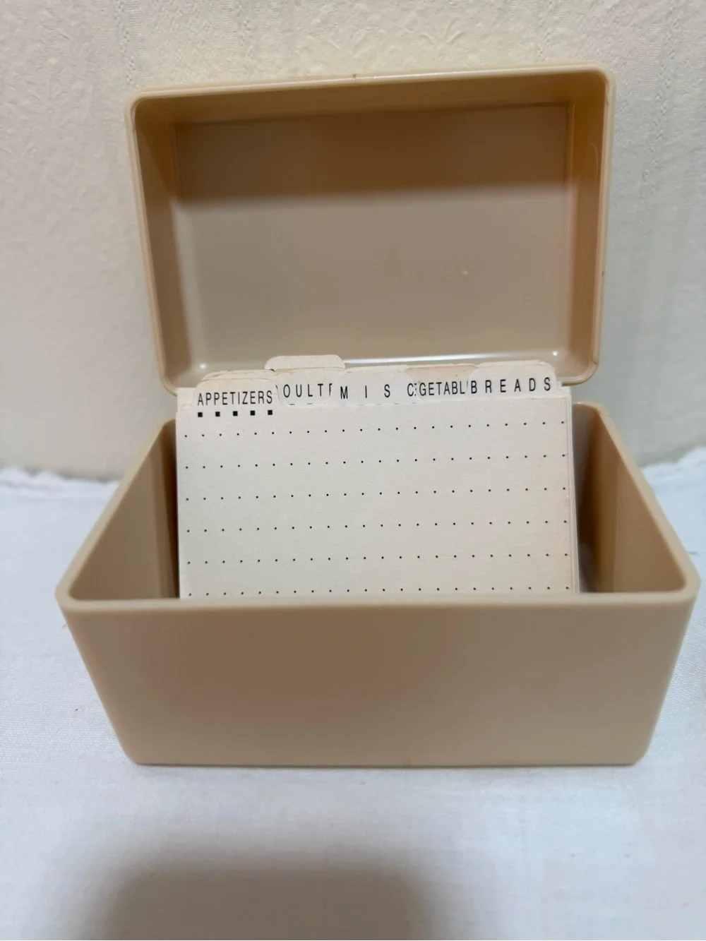 Retro‎ 70s Plastic Recipe Index Card Holder Box Tan Interdesign USA MADE